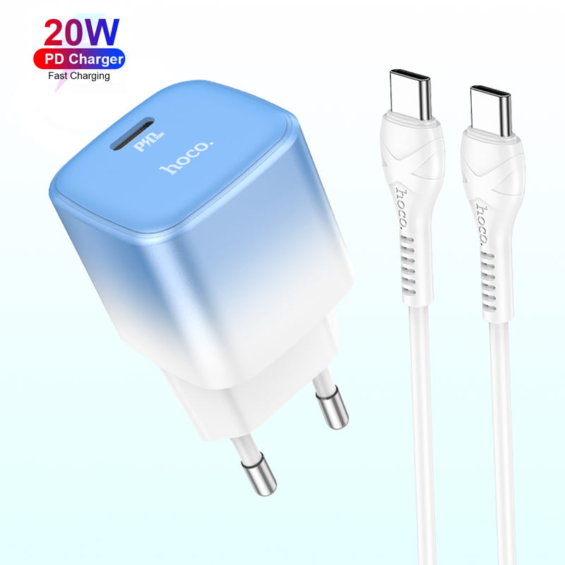 20W PD Fast Mini Travel Charger with Type-C to Type-C Cable – Hoco C101A