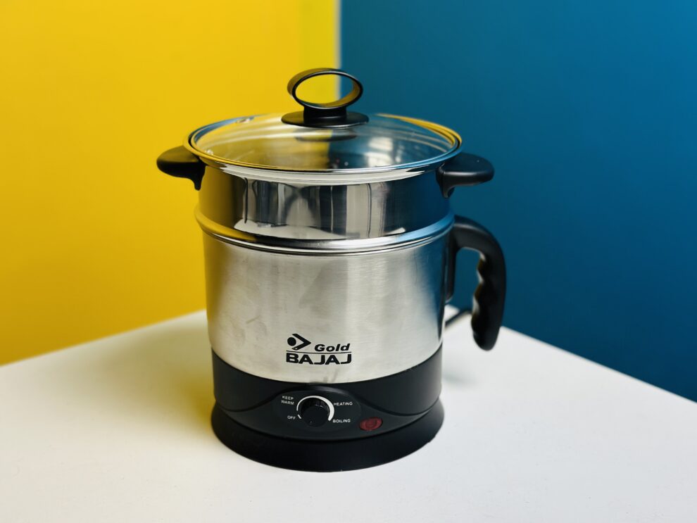 Gold Bajaj BJ-777 Electric Kitchen Kettle - 2-in-1 Kettle & Steamer, 950W, 1.9L Capacity | Premium Gold Finish | TUSHAR TECH