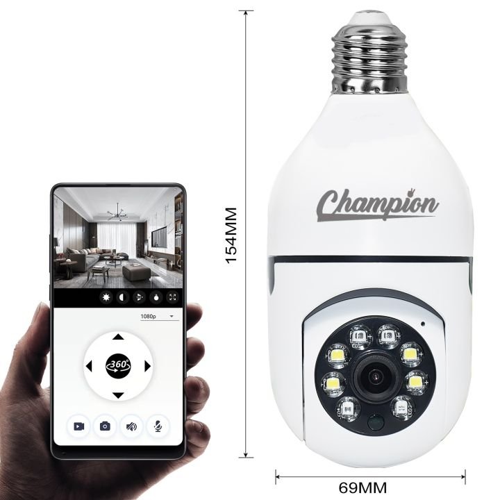 Champion V380 Pro Bulb Camera PTZ WiFi IP Security Cam