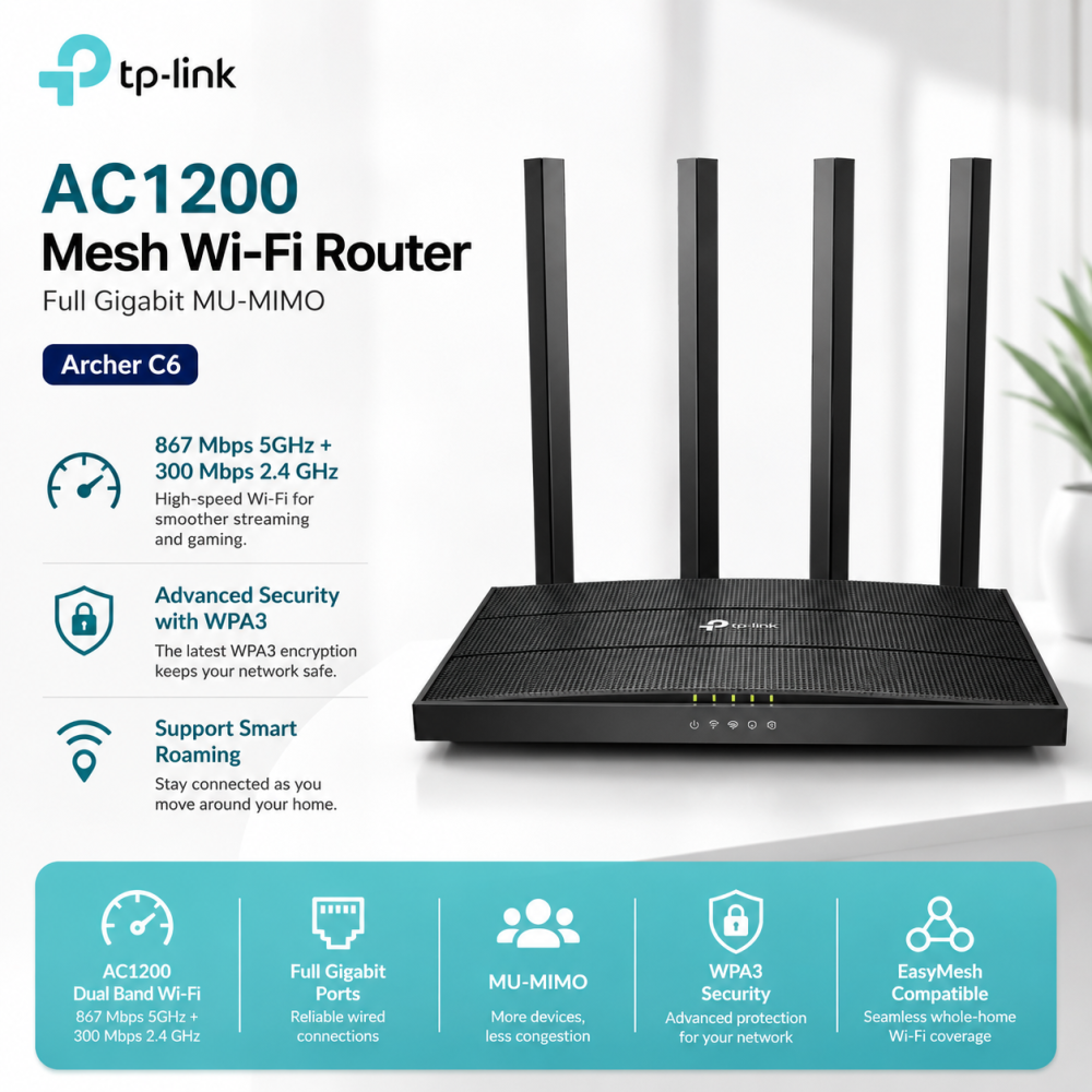 TP Link Archer C54 AC1200 WiFi Router